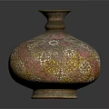 Exquisite Decorative Vase With Yellow Top And Intricate Pink Yellow Patterns
