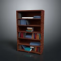Classic Wooden Bookshelf Filled With Various Books On Multiple Shelves