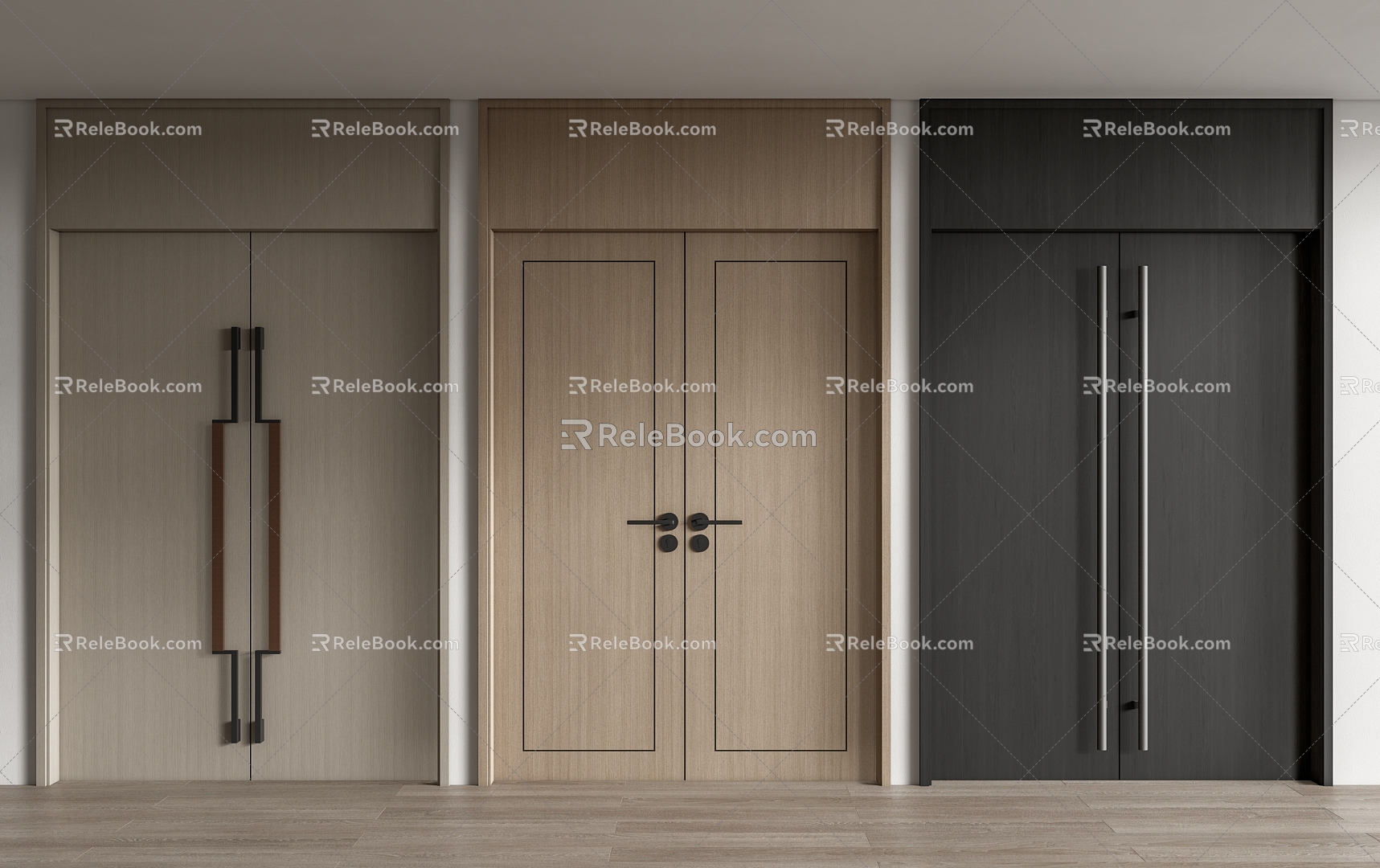 Modern Double Door Office Double Door Hotel Double Door Wooden Door Door Door Handle Door Handle 3d model