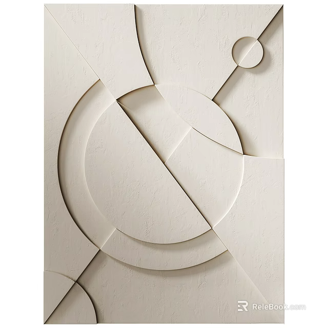 Modern Geometric Wall Decor With Abstract Circular Shapes And Textured Surface 3d model 