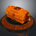 Orange Mechanical Device on Circular Base with Textured Surface Top Component and Front Illuminated Part