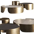Modern Round Coffee Tables With Brass Frame And Black Wood Top Design