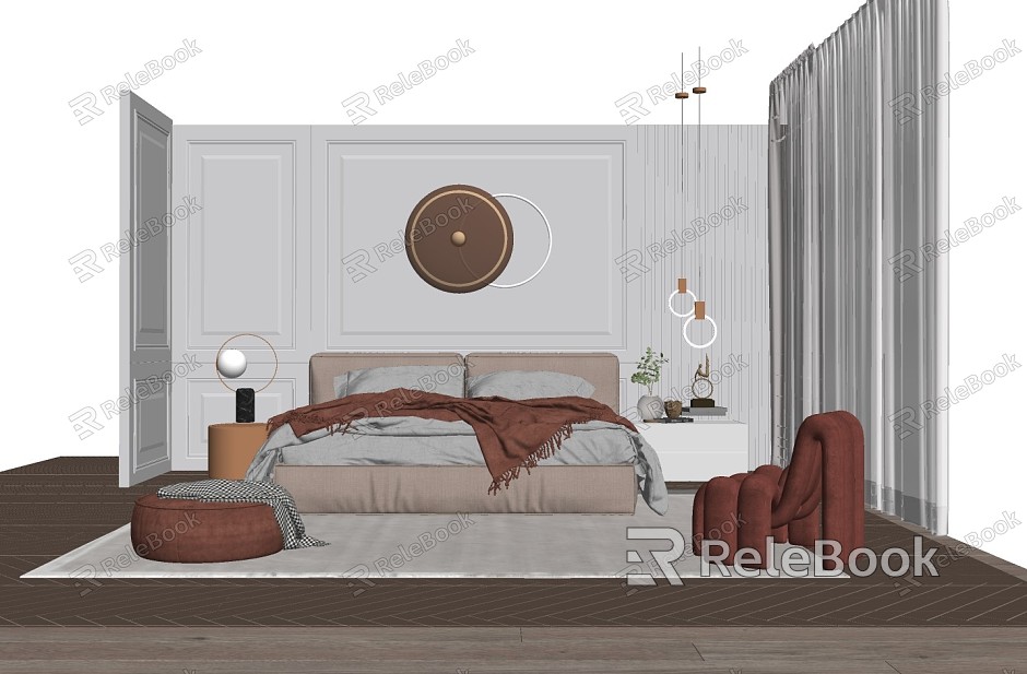 Modern background double bed model