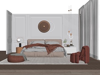 Modern background double bed 3d model