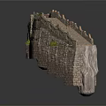 Ancient City Wall Model With Stone Construction And Green Plants