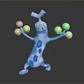 White Cartoon Creature Character Holding Green Balls In Standing Pose With Smiling Face
