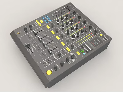 Professional Headphones Audio Mixer With Multiple Knobs Faders And Control Panel 3d model