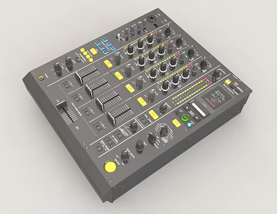 Professional Headphones Audio Mixer With Multiple Knobs Faders And Control Panel 3d model