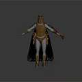 Golden Medieval Sword With Ornate Armor And Black Cape For Fantasy Knight Character