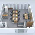 Modern Public Office Space With Open Layout Desks And Meeting Table