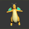 Cute Yellow Dragon Game Character With Green Wings White Belly And Green Claws