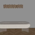 Solid Wood Shoe Changing Stool Sofa Stool Bench Piano Key Coat Hook Fabric Soft Bed End Stool 3d model