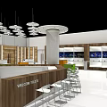 Modern Lounge Area Interior With Comfortable Seats And Large Digital Screen