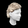 Game And Movie Character Head Model With Blonde Short Slicked Up Hairstyle Against Black Background