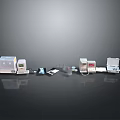 Collection of Medical Testing Devices Including Kits Instruments Mobile Phone And Transparent Containers