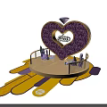 Purple Heart Shaped Decoration With Love Forever Text And Yellow Purple Base