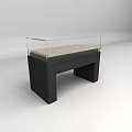 Modern Display Cabinet with Black Base Transparent Glass Cover and Light Colored Surface