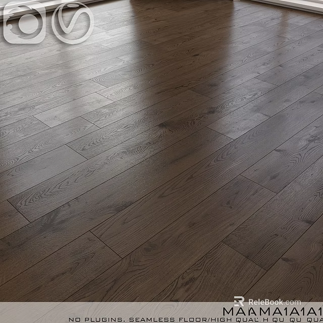 Dark Wooden Flooring Planks With Natural Grain And Polished Surface For Modern Interior 3d model 
