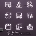 Neon Lamp Set With Connected Icons And Glow Line Light Effect