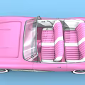 Classic Pink Convertible Car With Sleek Body White Accented Wheels And Pink White Interior