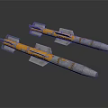 Space Rockets With Yellow And Gray Bodies Featuring Reload Labels And Thrusters