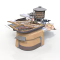 Rustic Architectural Model Design With Multi Level Platform Water Tower And Wooden Roof