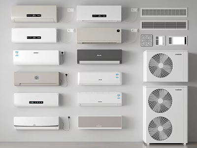 Assorted Air Conditioners And Outdoor Fan Units On 3d model