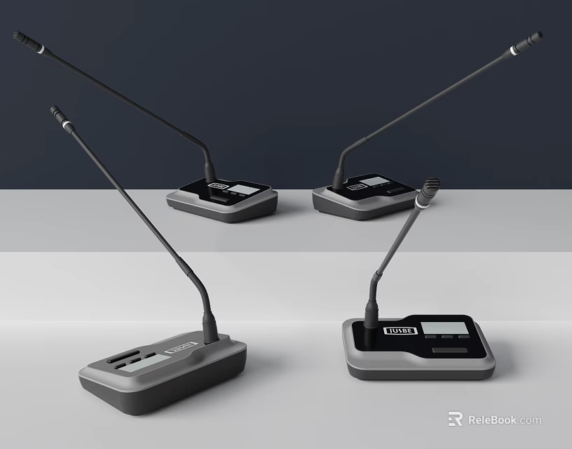 Modern Headphone Speakers With Long Microphone Boom Digital Display And Control Buttons 3d model 