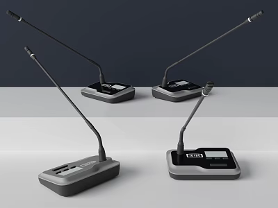 Modern Headphone Speakers With Long Microphone Boom Digital Display And Control Buttons 3d model