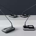 Modern Headphone Speakers With Long Microphone Boom Digital Display And Control Buttons