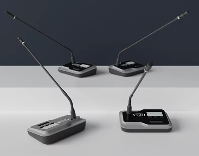 Modern Headphone Speakers With Long Microphone Boom Digital Display And Control Buttons 3d model