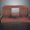 Natural Wood Outdoor Bench Featuring Center Table And Armrests Modern Design
