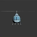 Detailed Light Blue Helicopter Model With Rotors Landing Gear On Reflective Surface