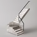 Elegant Modern Marble Staircase With Black Metal Railing And Floating Steps