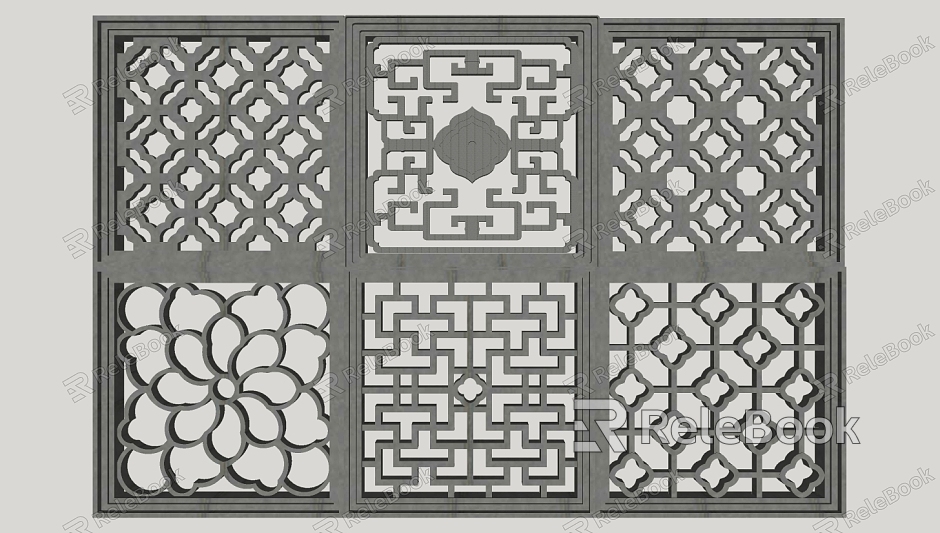 Chinese-style openwork window wall window grilles garden wall window grilles model