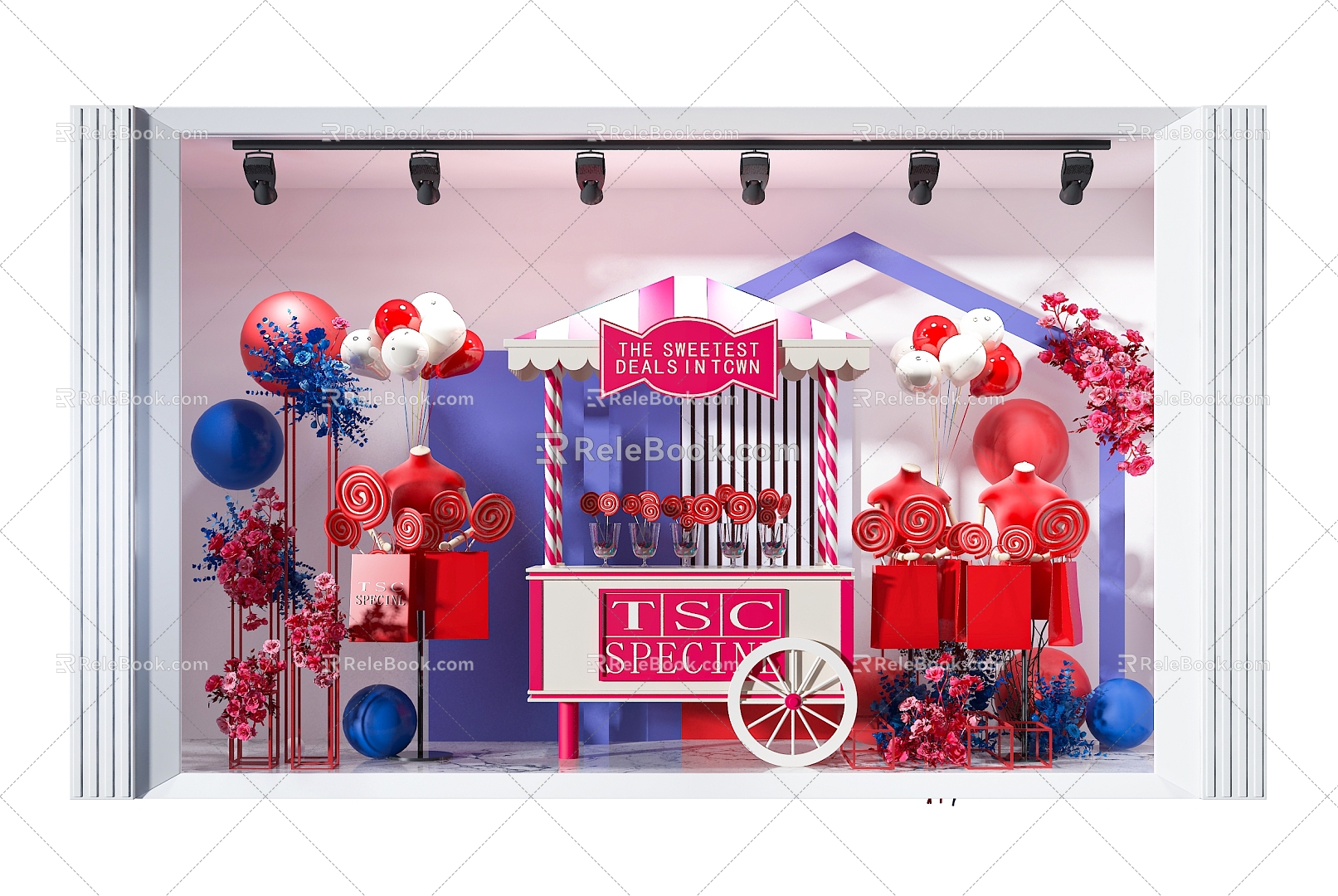 American Chen window jewelry window balloon lollipop window Valentine's Day 3d model