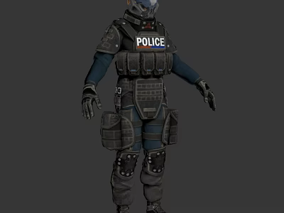 Tactical Police Game Movie Character With Protective Vest And Full Body Armor Gear Design 3d model