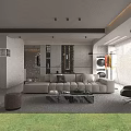 Modern Living and Dining Room Interior Design With Beige Sofa Coffee Table And Large Window