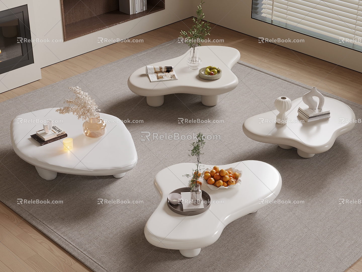 Cream wind coffee table side table corner table 3d model