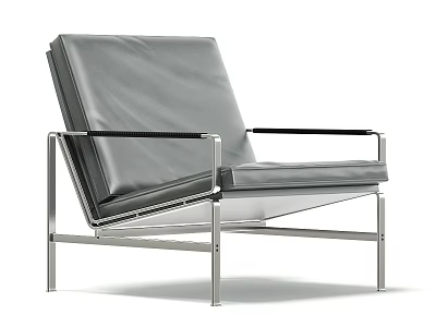 Modern Single Sofa With Leather Upholstery And Sleek Metal Frame Design 3d model