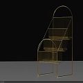 Modern Golden Metal Storage Shelf With Minimalist Design And Arched Display Tiers