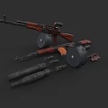 Highly Detailed Tactical Military Weapon Rifle With Ammunition Wheels And Parts