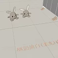 8K Cream White Matt Floor Tiles With Bunny Dolls And Shoes