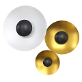 Modern Wall Lamps with White and Gold Finish and Black Spherical Accents