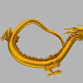 Golden Mythical Dragon 3D Rendering With Coiled Body And Scaled Details