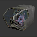 Futuristic Cockpit Design With Transparent Enclosure Metallic Frame And Controls