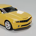 Yellow Two Door Sports Car With Sleek Exterior Design Silver Wheels And Red Interior