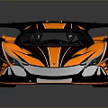 Orange Supercar With Black Stripes Rear Wing And Aerodynamic Exterior Design