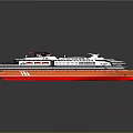 Modern Passenger Ferry With Orange Red Hull Green White Superstructure Multiple Windows And Deck Area