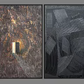Modern Abstract Wall Art With Textured Brown Gold Circular Patterns And Black White Geometric Lines